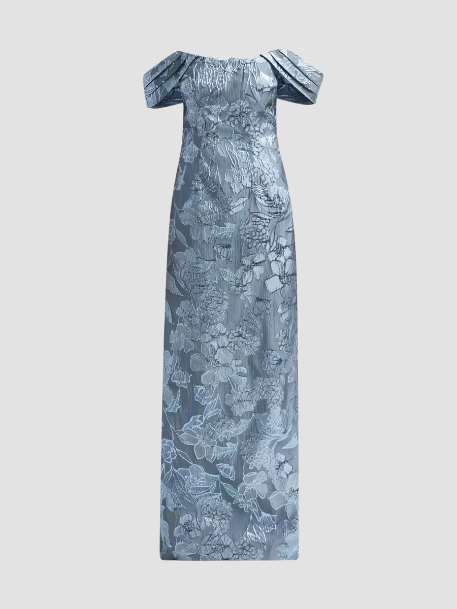 Floral Fil Coupe Off-The-Shoulder Gown by Rene Ruiz Collection