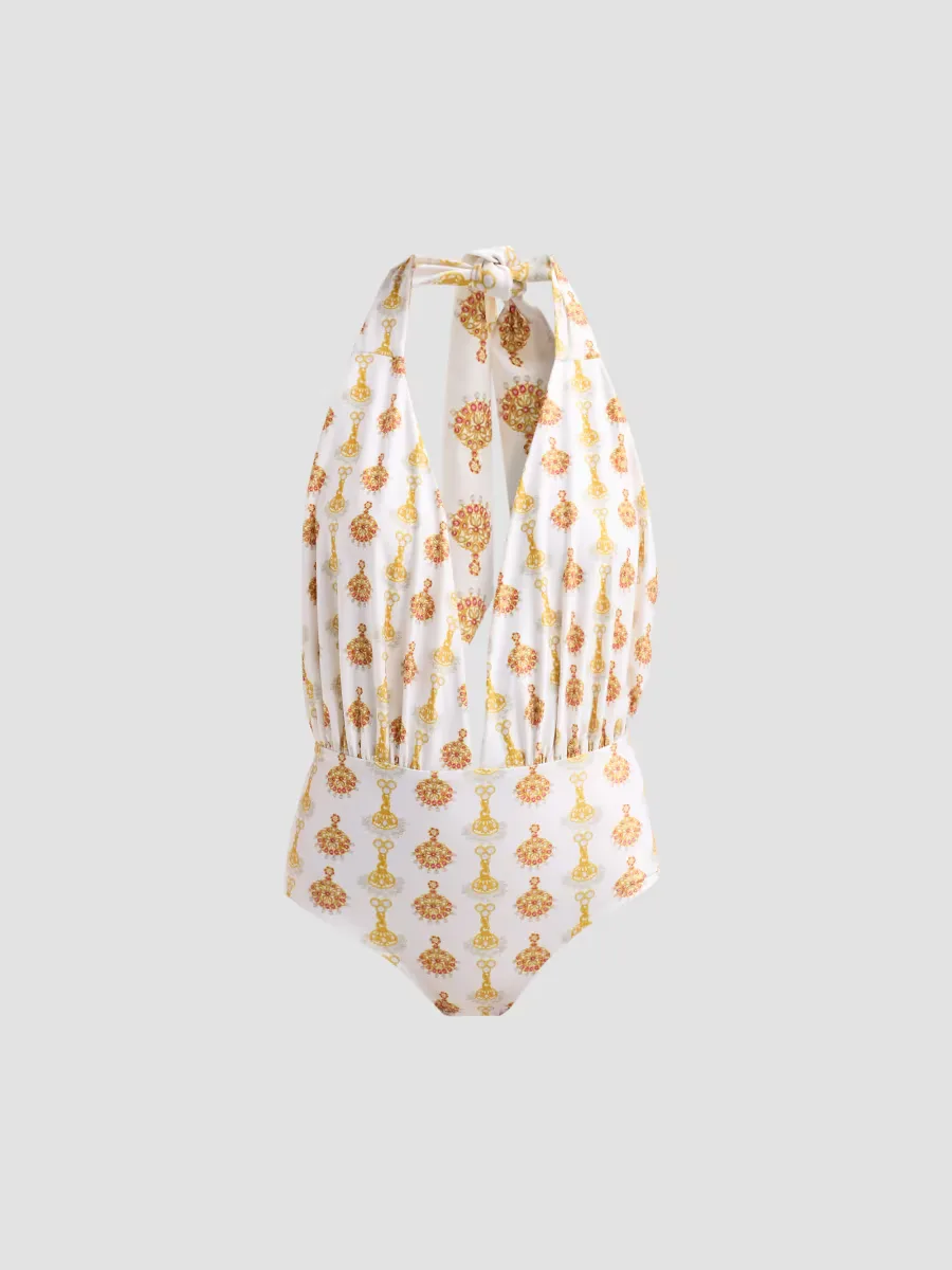 Bejewelled Plunge One-Piece Swimsuit by Verandah