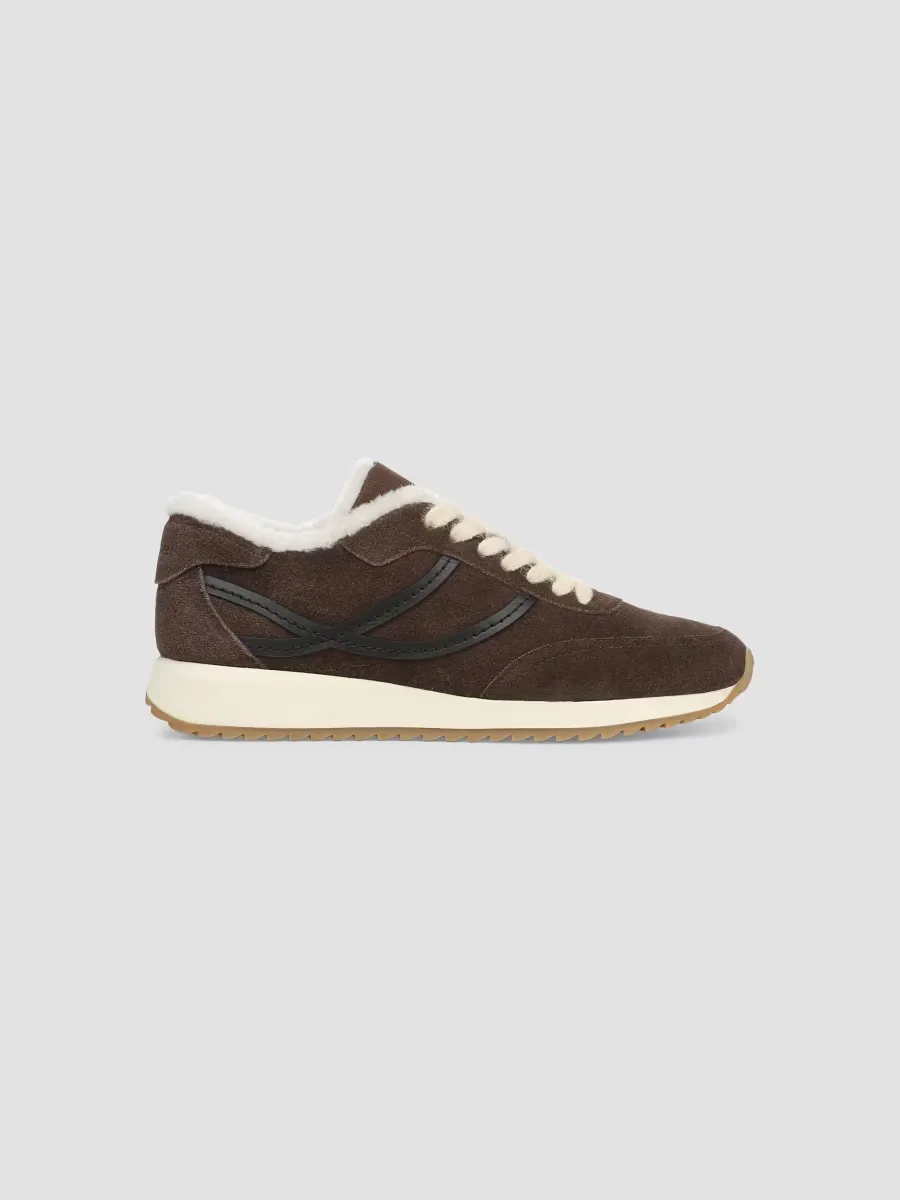Santa Monica Shearling & Suede Low-Top Sneakers by Vince
