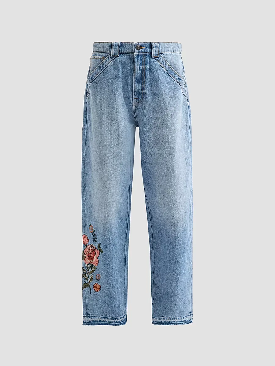 Solana Embroidered Barrel-Leg Jeans by Johnny Was