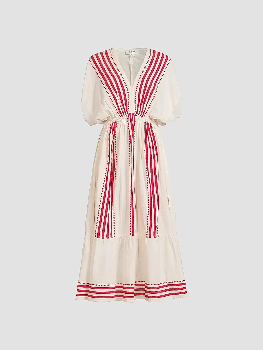 Leila Plunge Cotton-Blend Midi-Dress by Lemlem