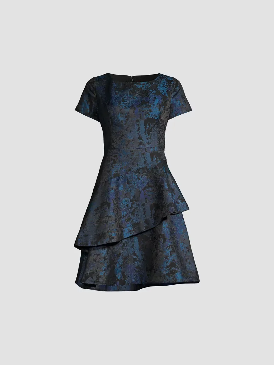 Jacquard Tiered Fit & Flare Dress by Shani