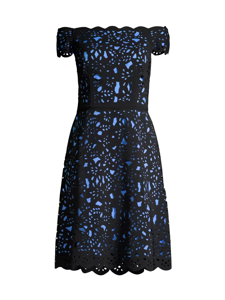 Off-The-Shoulder Laser Cut Dress by Shani