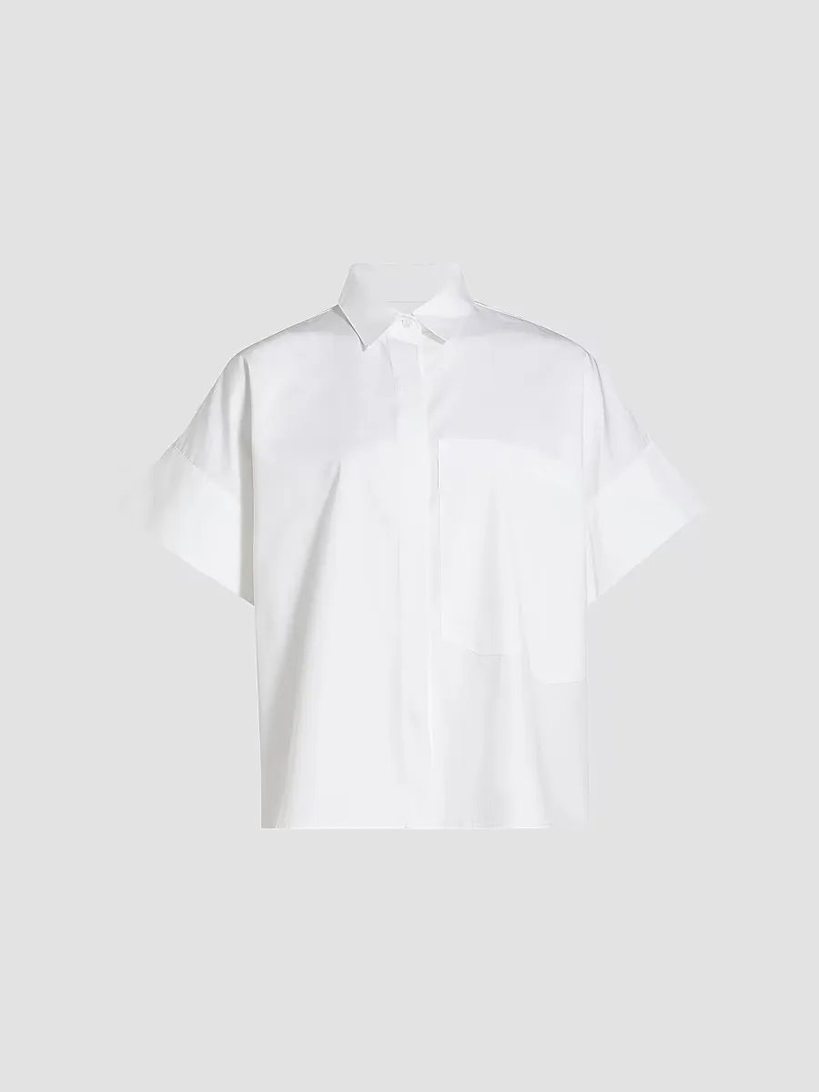 Boxy Cotton Poplin Button-Front Shirt by Co