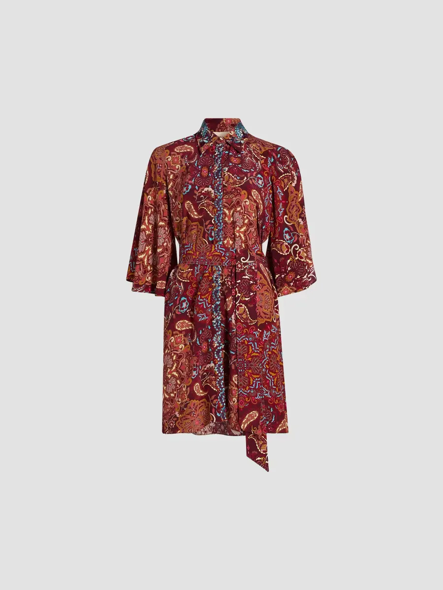 Pamela Kaleidoscope Paisley Belted Shirtdress by Figue