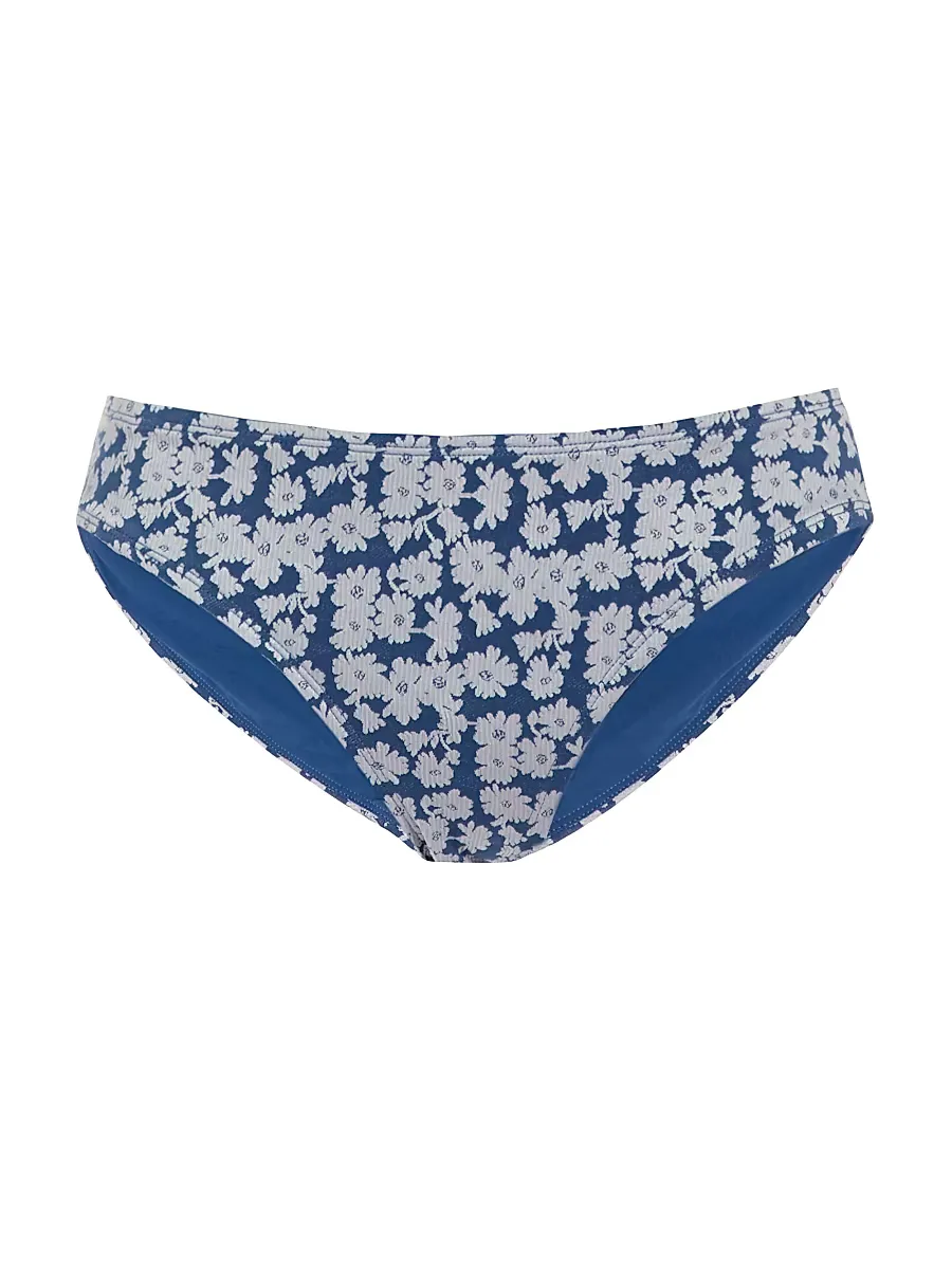 Low-Rise Floral Bikini Bottom - Denim