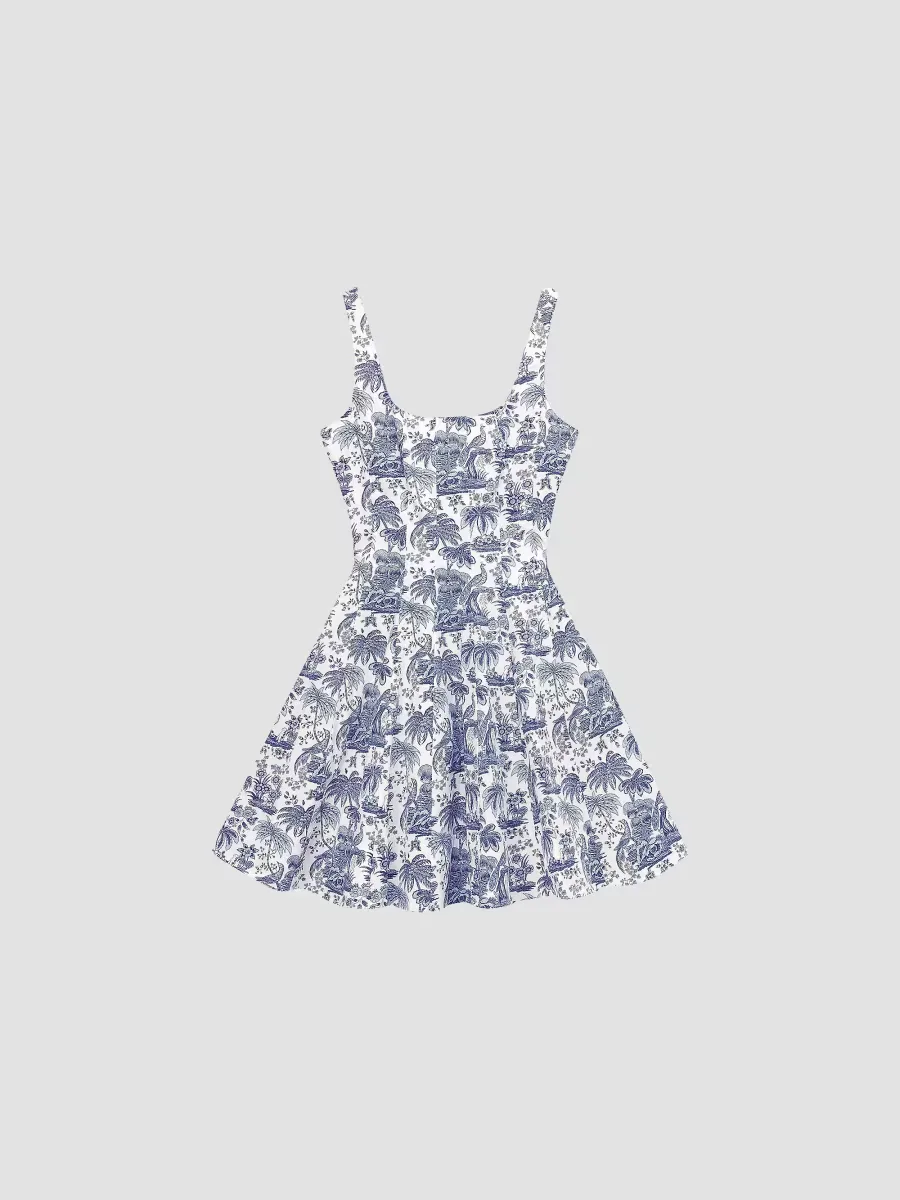 Wells Toile Cotton Poplin Minidress by STAUD