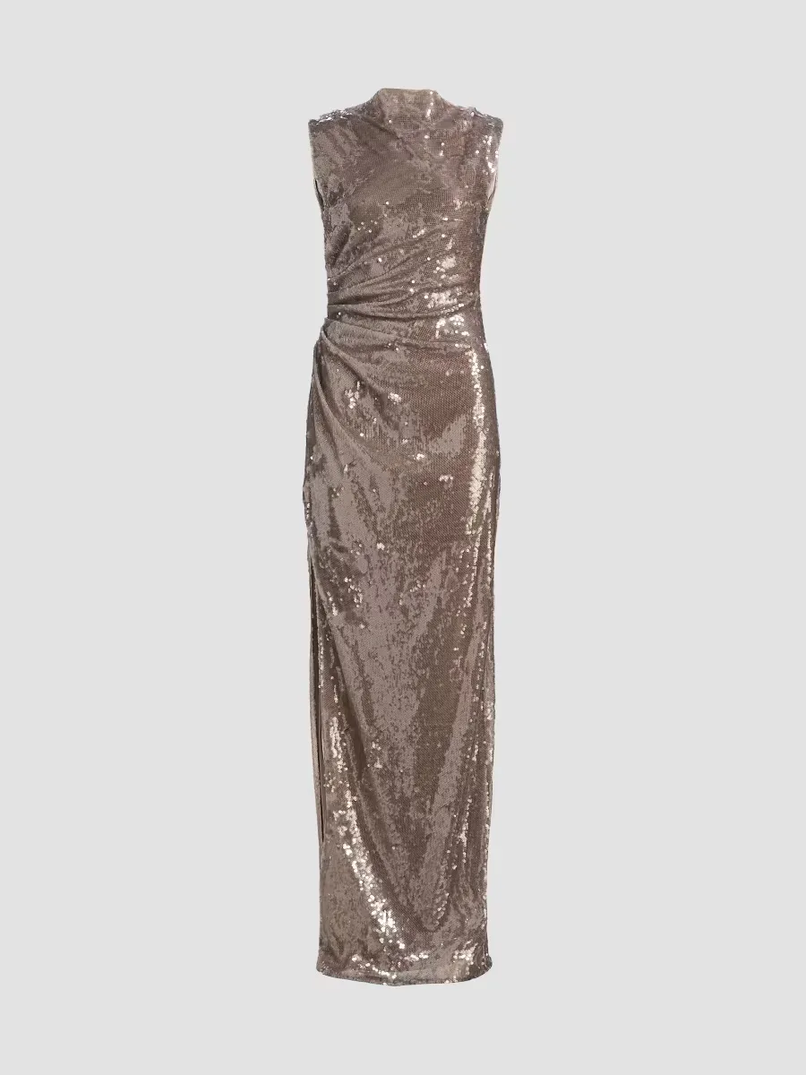 Sequined Ruched Slip Gown by LaPointe