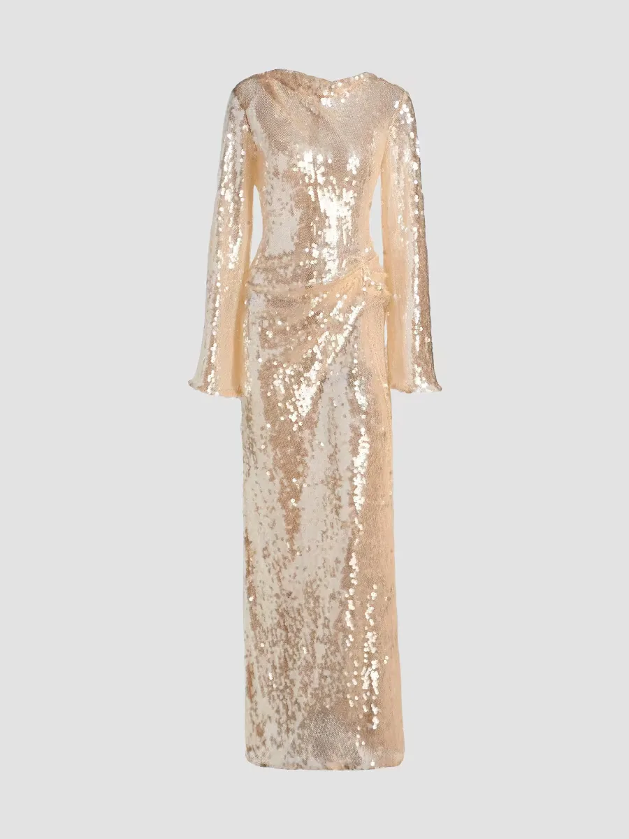 Sequined Side Tuck Gown by LaPointe