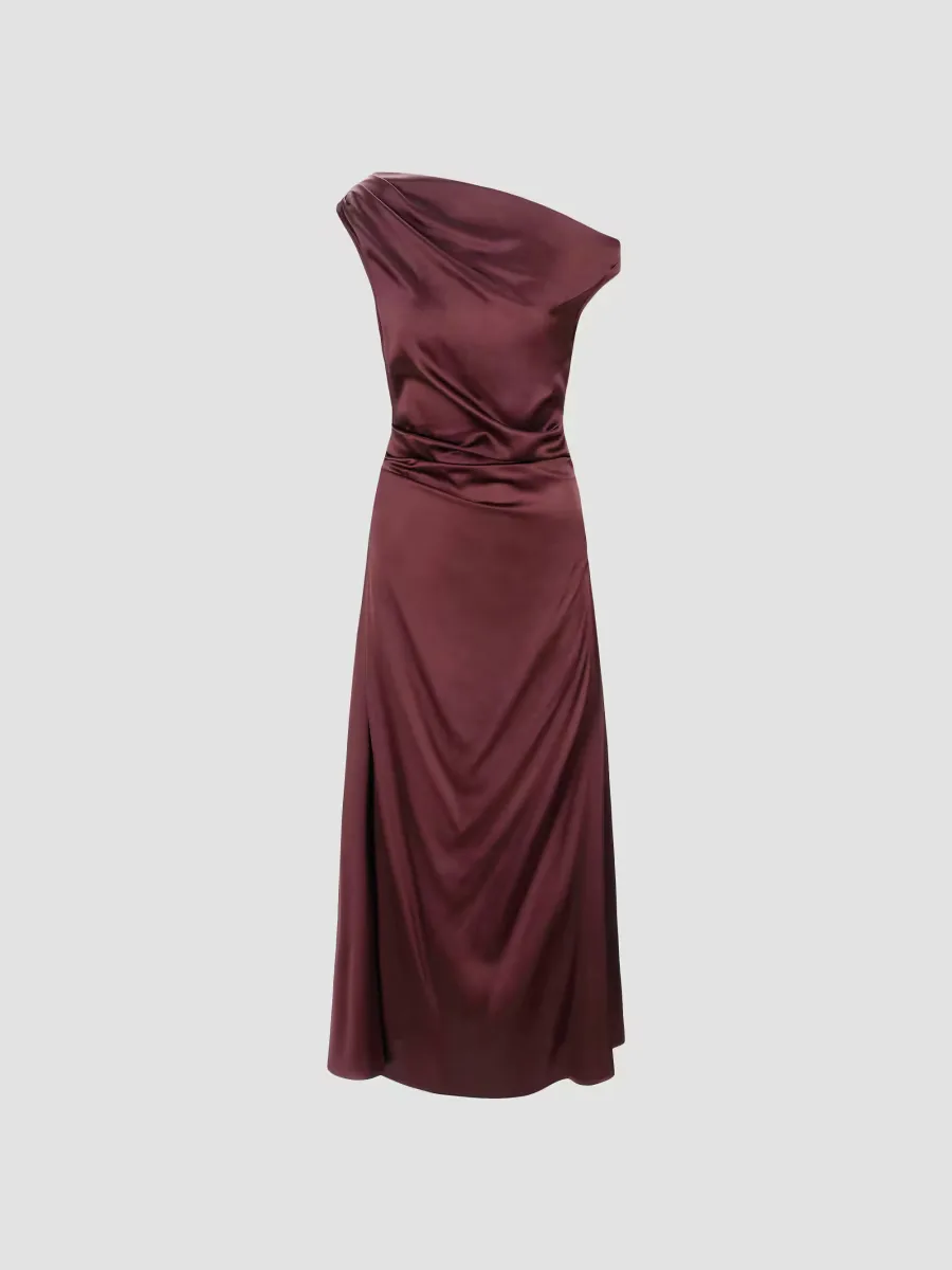 Phare Draped Silk-Blend Midi-Dress by STAUD