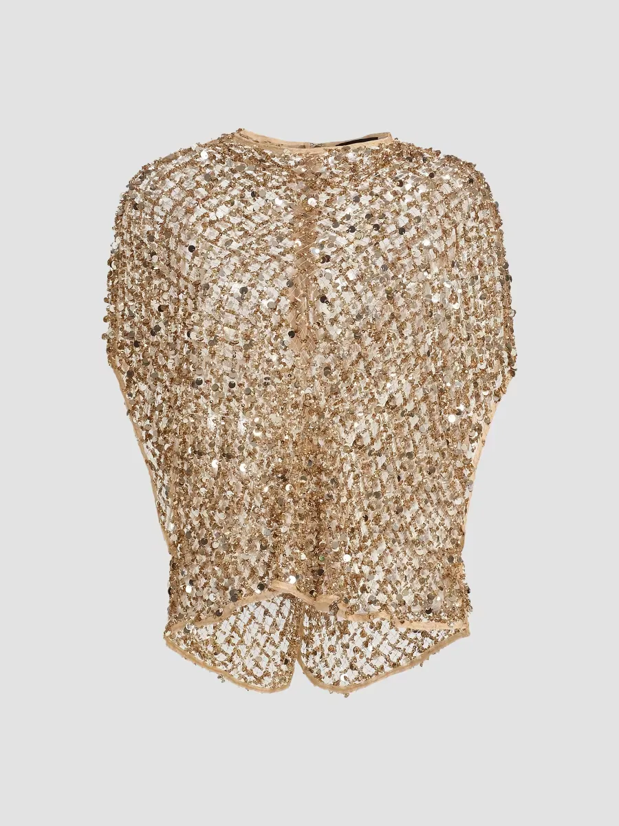 Net Mesh Sequin Cape T-Shirt by LaPointe