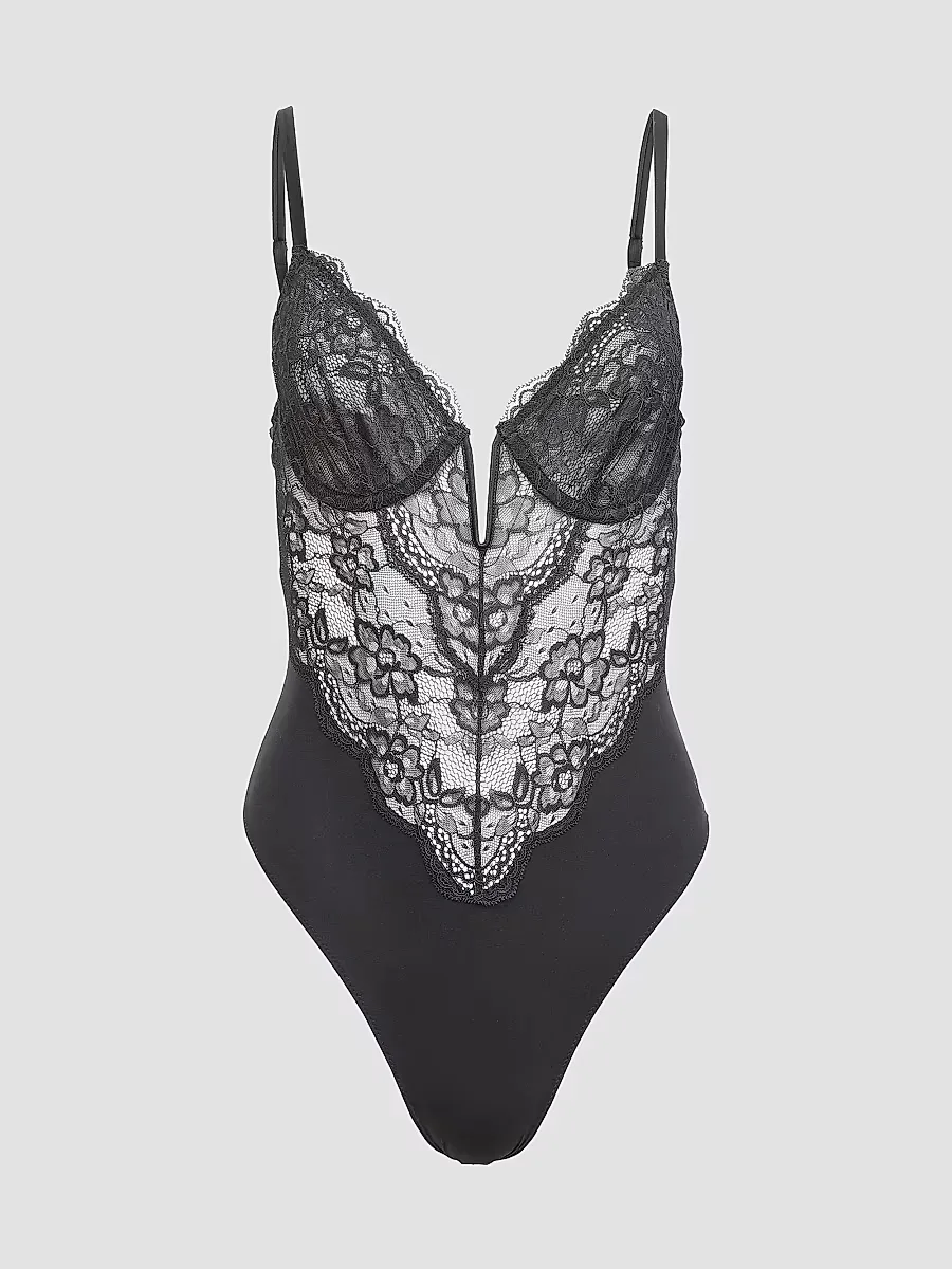 Bianca Lace-Silk Bodysuit by Fleur Du Mal