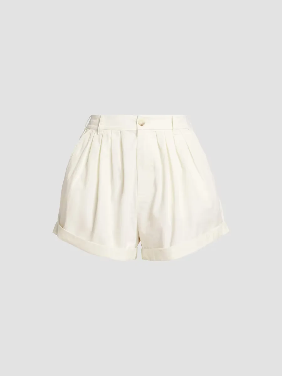 Paige Pleated Cotton Shorts