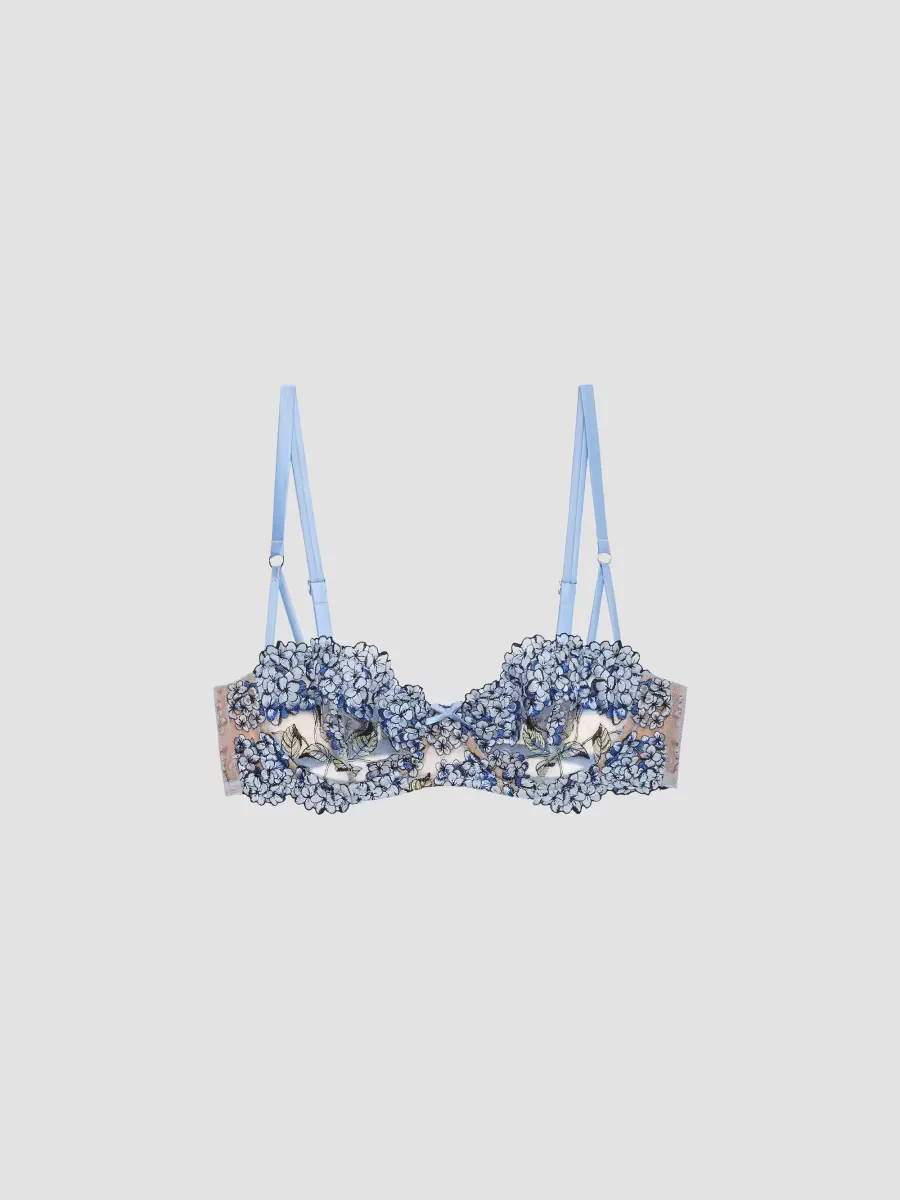 Hydrangea Embroidery Balconette Bra by Fleur Du Mal