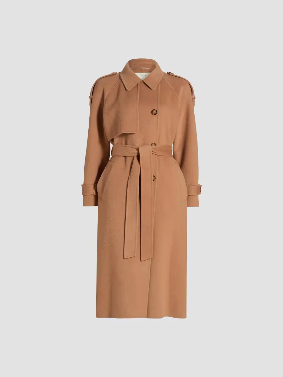 Yennifer Wool-Cashmere Belted Trench Coat