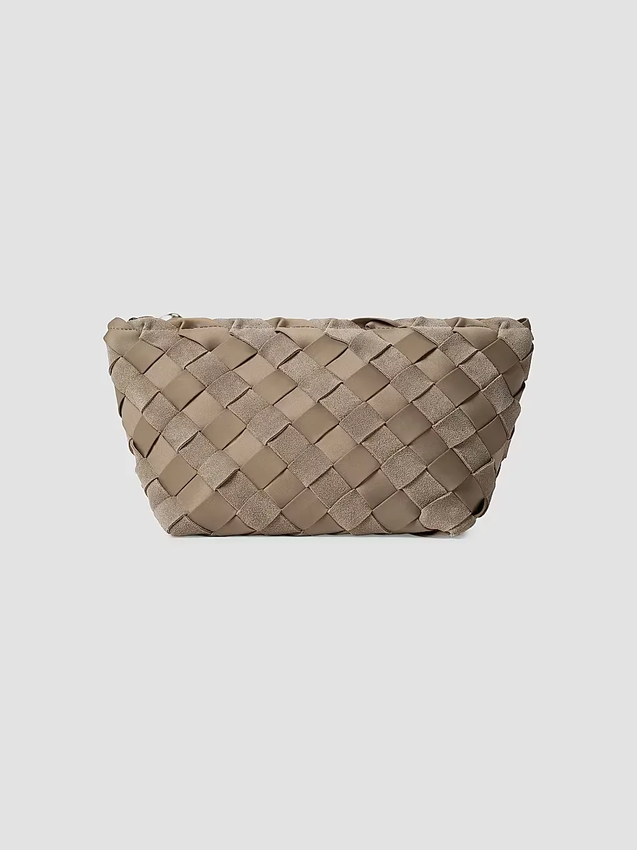 Gigi Large Striped Suede Clutch Bag