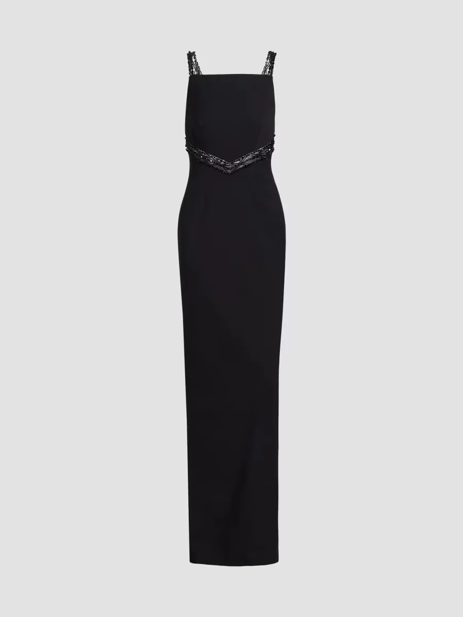 Crpe Embellished Column Gown by Pamella Roland