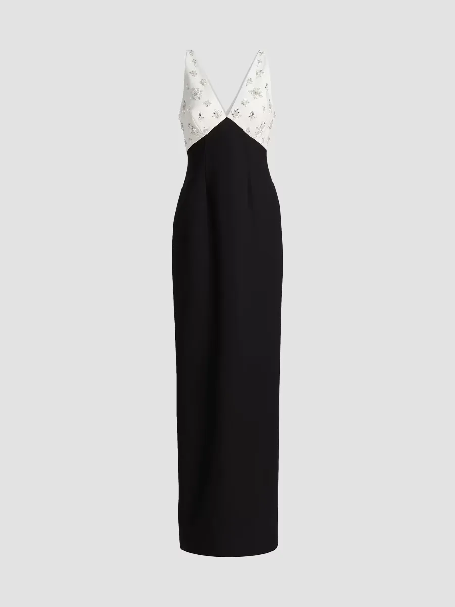 Embellished Two-Tone Column Gown by Pamella Roland