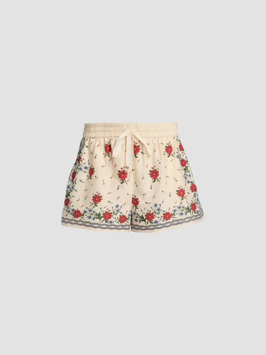 Oslo Floral Cotton-Silk Drawstring Shorts by Cami NYC