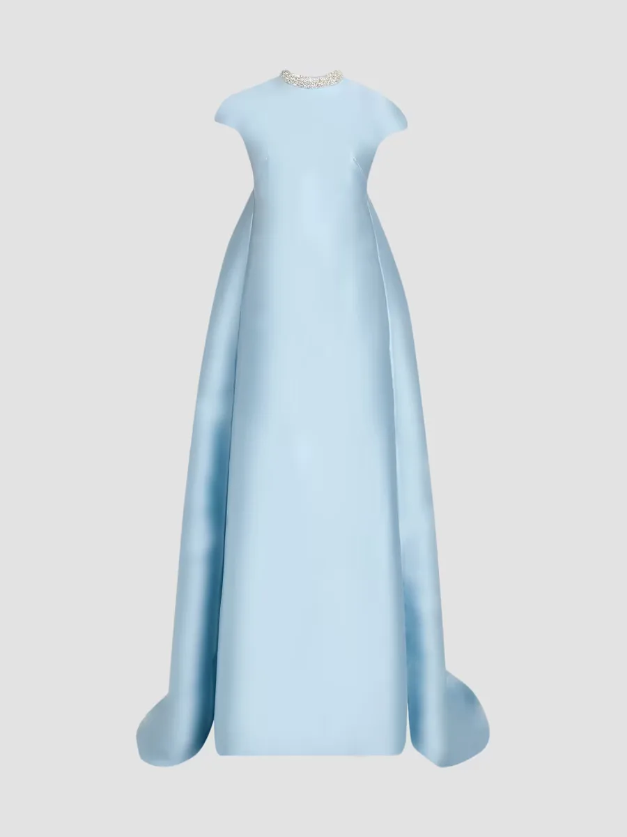 Atelier Prabal Gurung Naomi Crystal-Embellished Button Back Gown