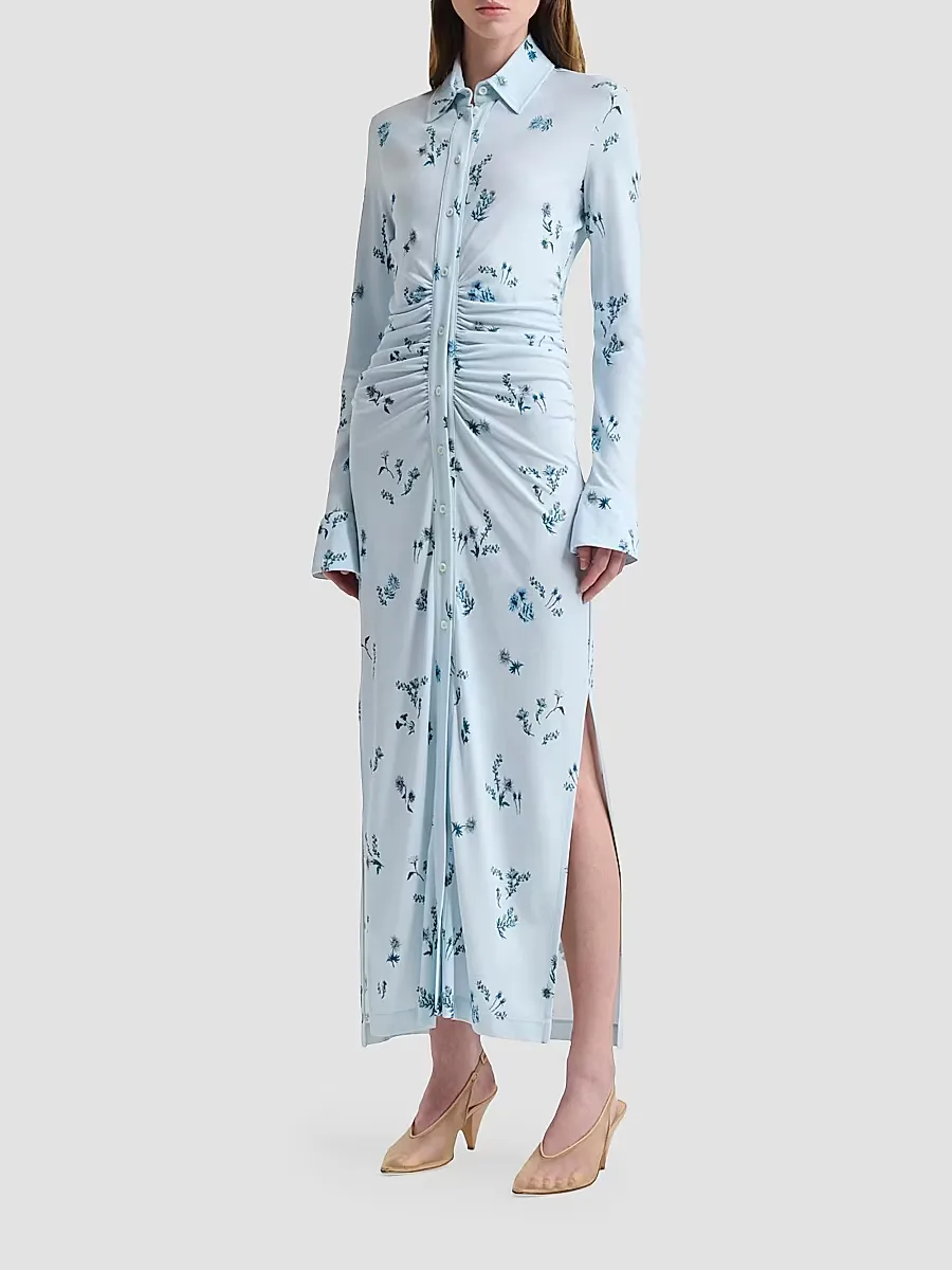 Claudia Gathered Floral Shirtdress by Altuzarra