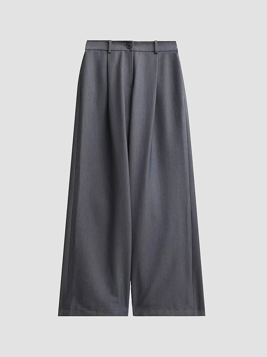 Solara Pleated Wide-Leg Trousers - Steel by Toccin