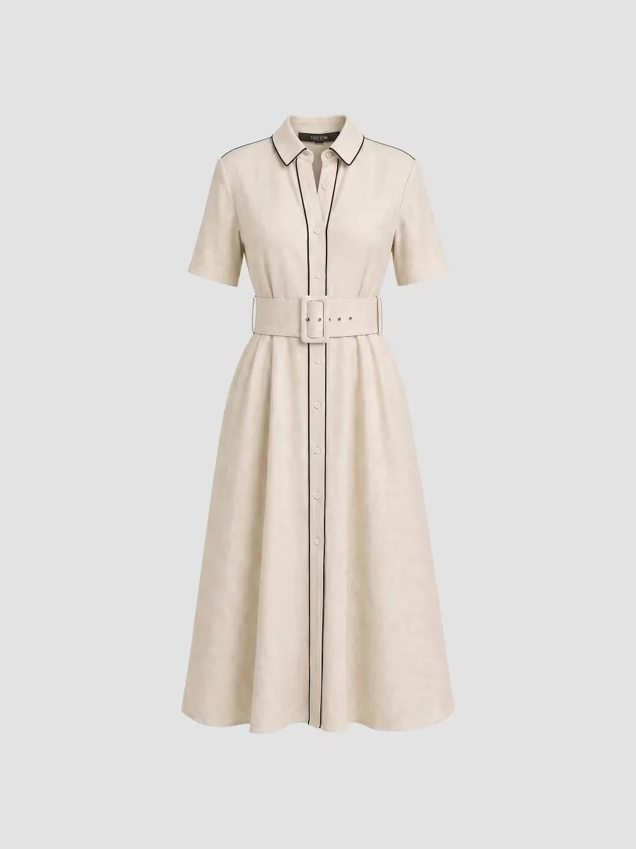 Jean Linen-Blend Midi-Shirtdress by Toccin