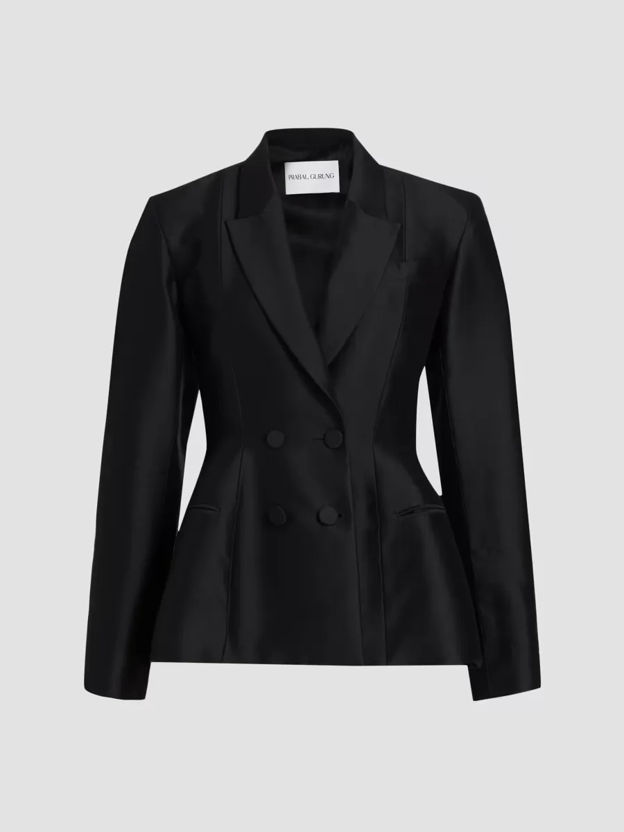 Sculpted Silk-Wool Double-Breasted Blazer by Prabal Gurung