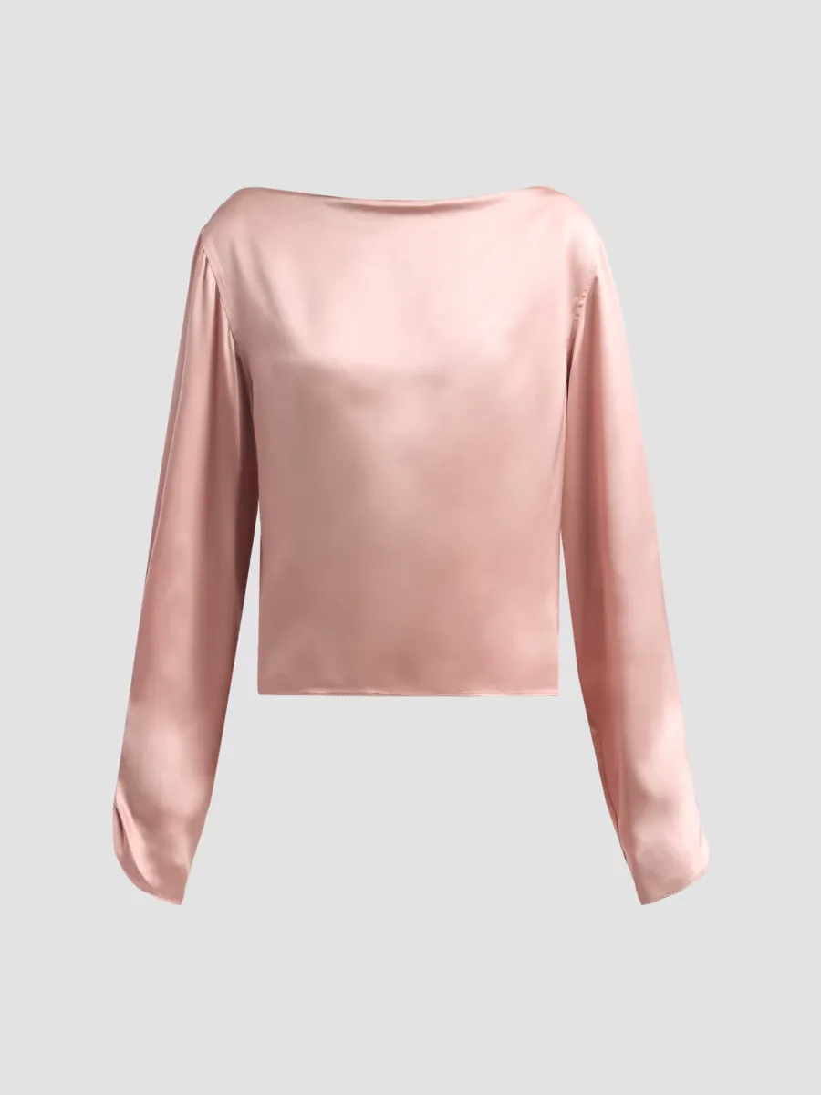 Satin Silk Boatneck Blouse by Prabal Gurung