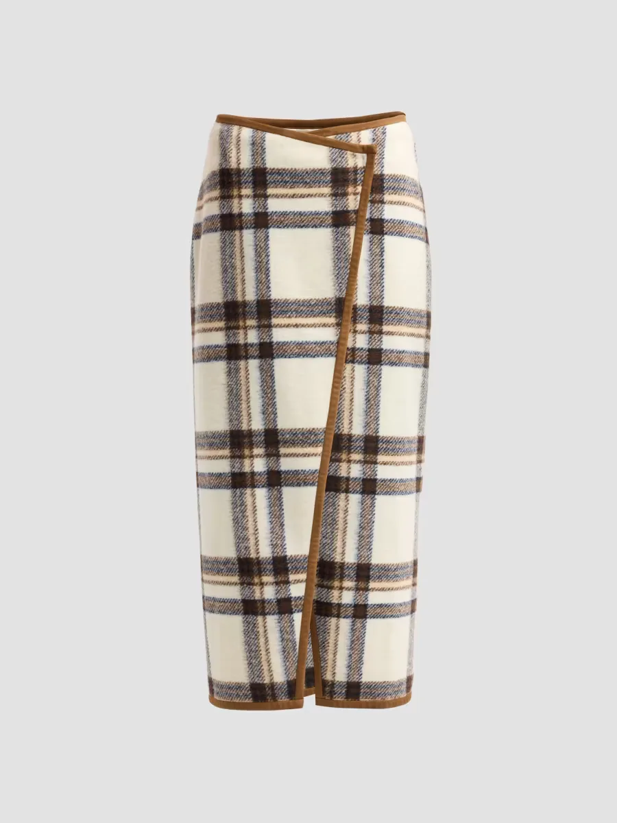 Leia Plaid Wrap Maxi Skirt by Toccin