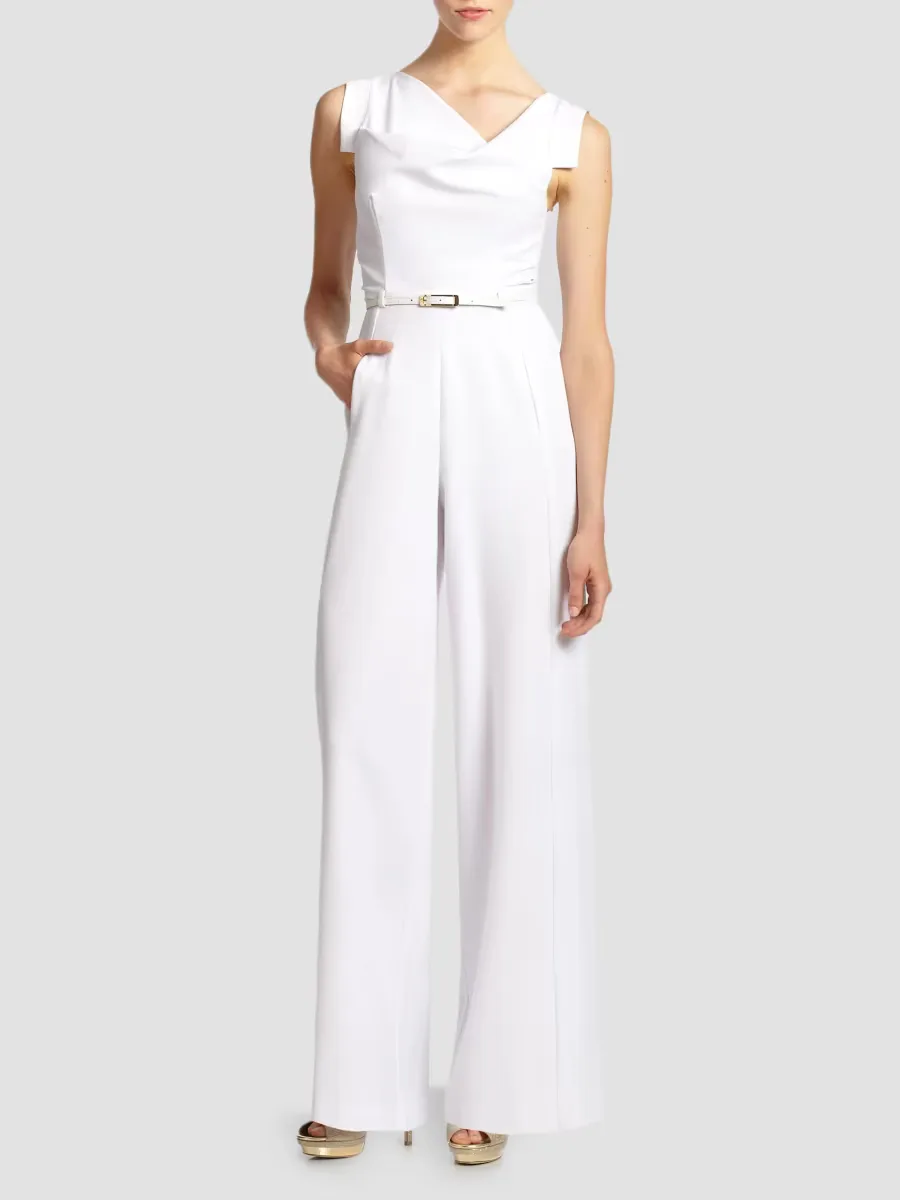 Jackie Asymmetric Belted Jumpsuit by Black Halo