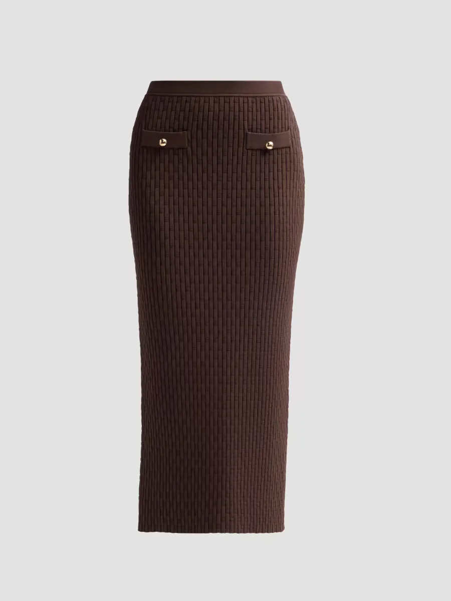 Milla Textured Sheath Midi Skirt by Toccin