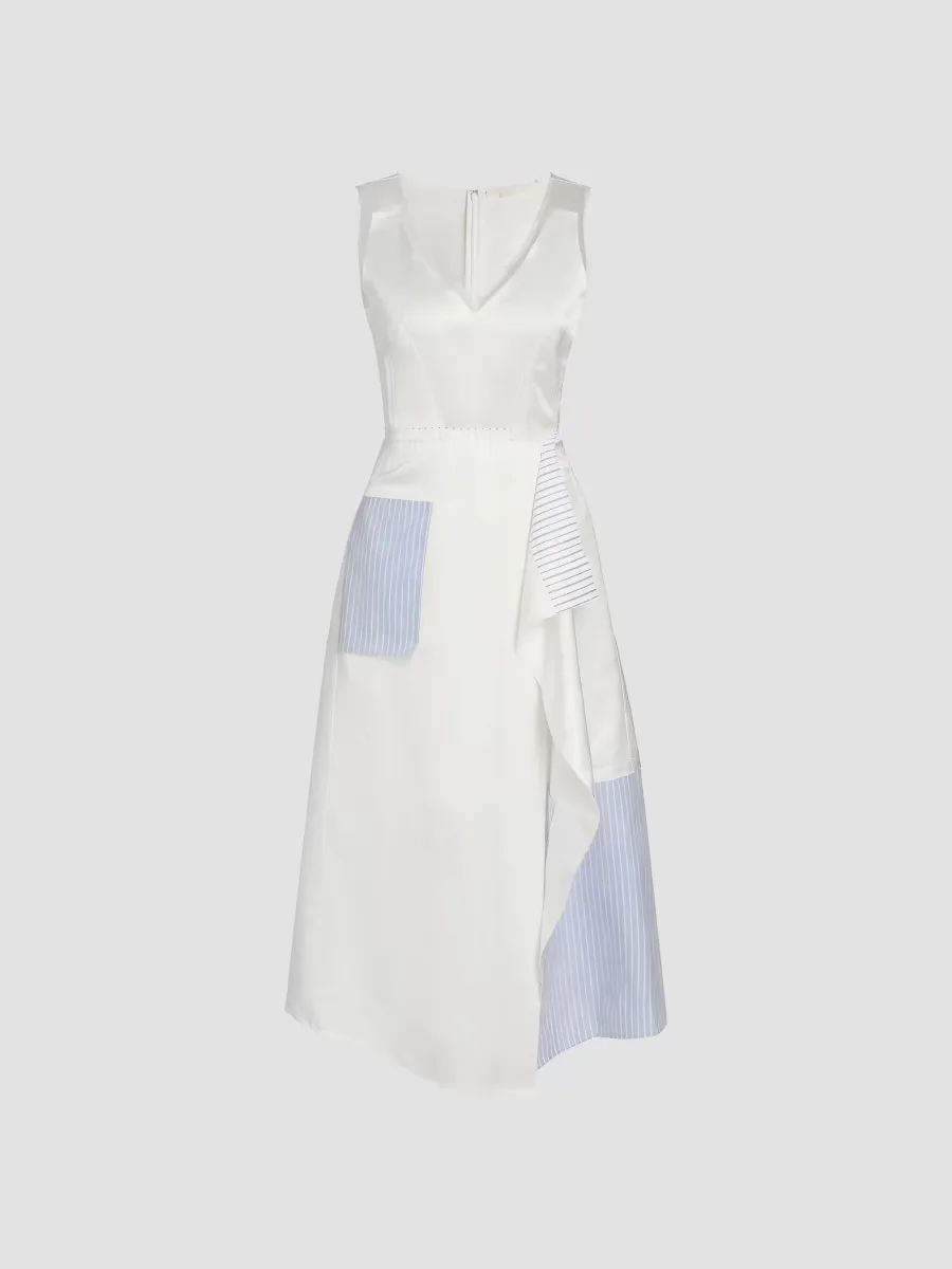Jason Wu Collection Striped Collage Draped Midi-Dress by Jason Wu