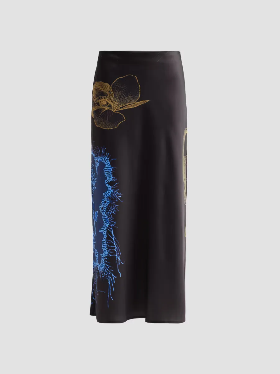 Jason Wu Collection Printed Crepe Satin Bias Midi Skirt by Jason Wu