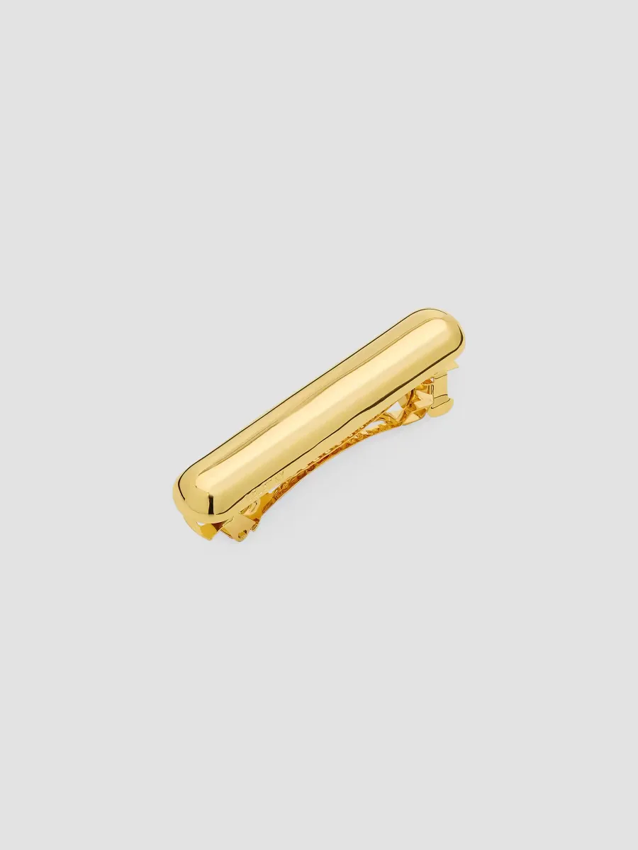 Glossy Goldtone Bar Barrette by Lelet NY