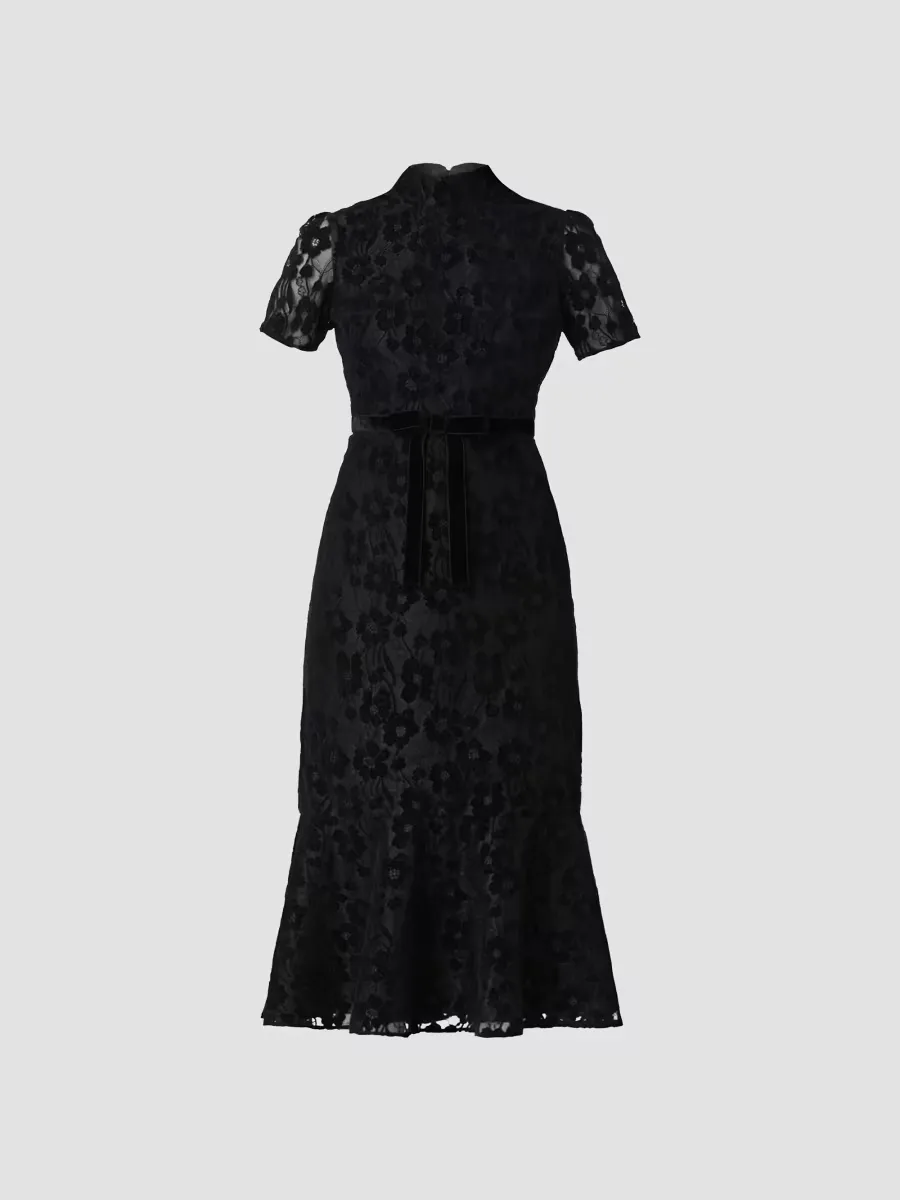Pierre Lace Fit-And-Flare Midi-Dress by Shoshanna