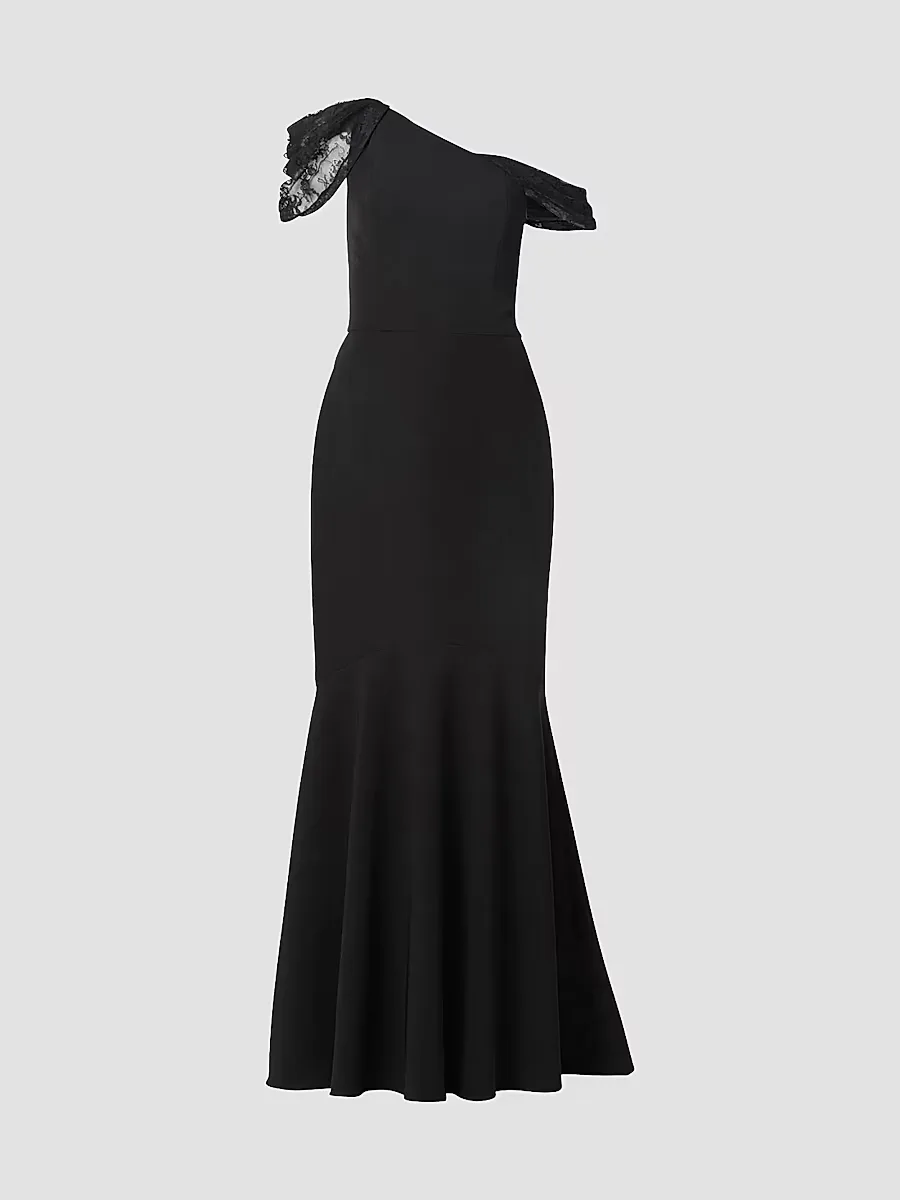 Tayla Lace-Trimmed Trumpet Gown by Shoshanna