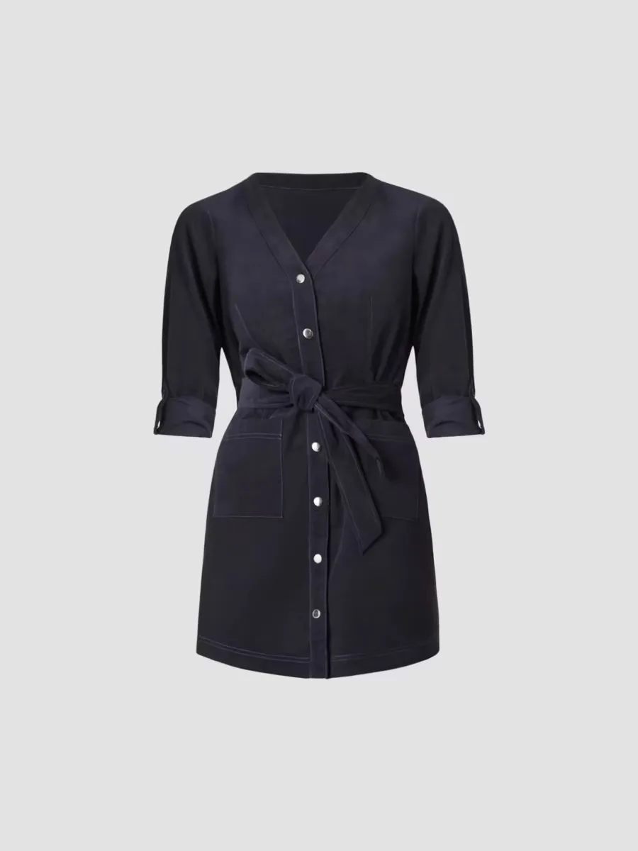Hamlin Tie Mini Shirtdress