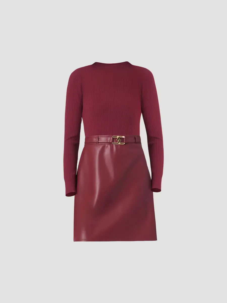Meritt Knit & Faux Leather Mini Dress by Shoshanna