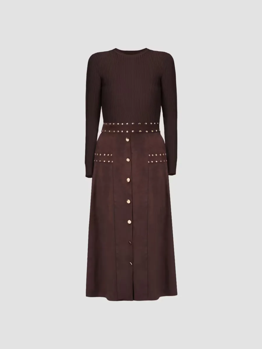 Cleo Knit & Faux Suede Midi Dress by Shoshanna