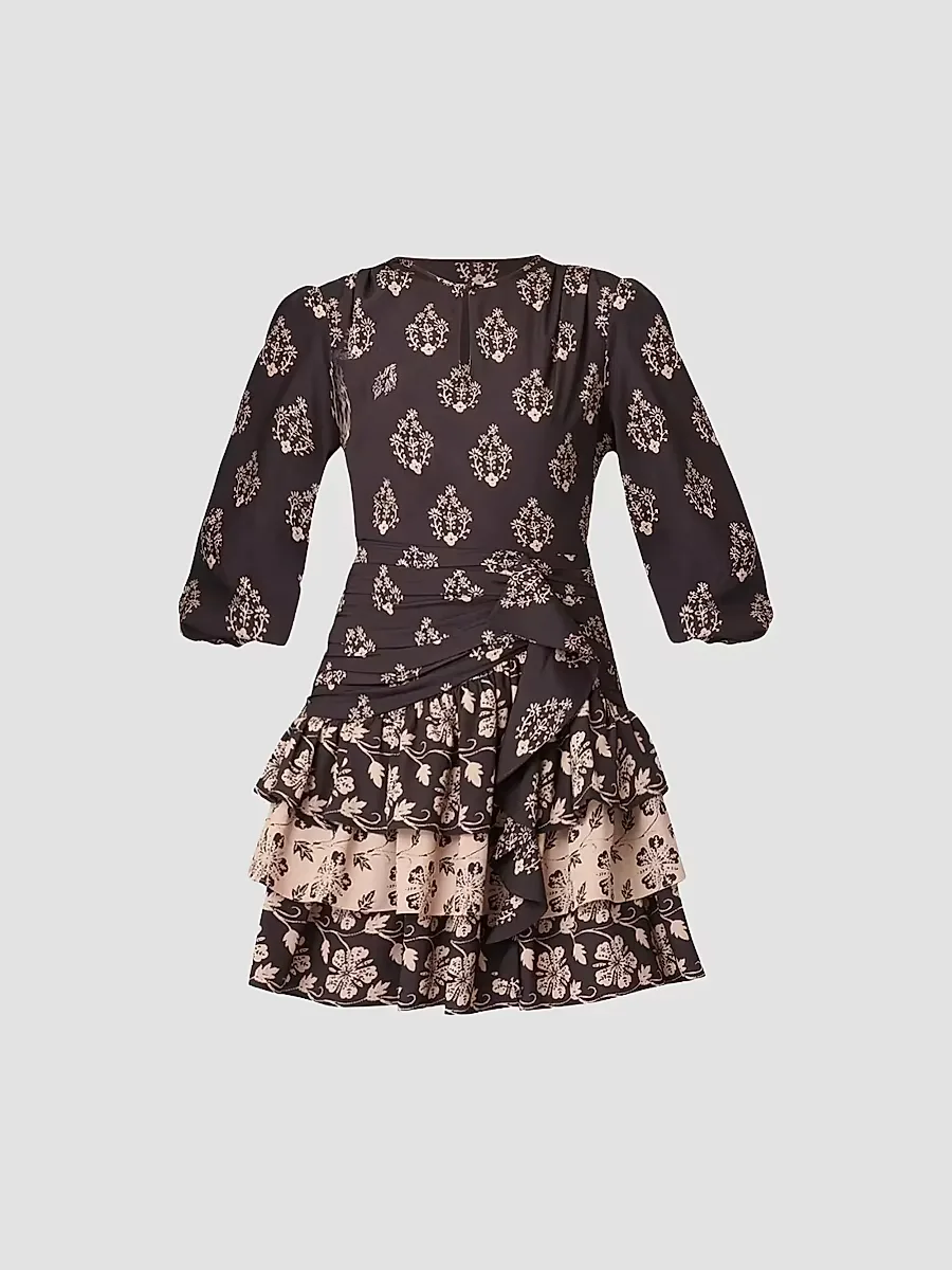 Janelle Printed Ruffle Mini Dress by Shoshanna