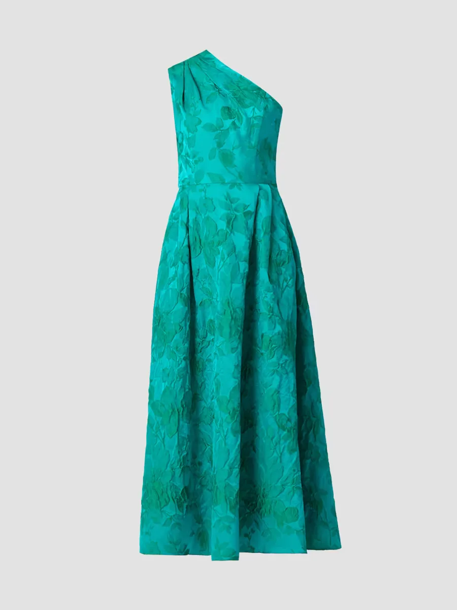 Helen Jacquard One-Shoulder Cocktail Dress