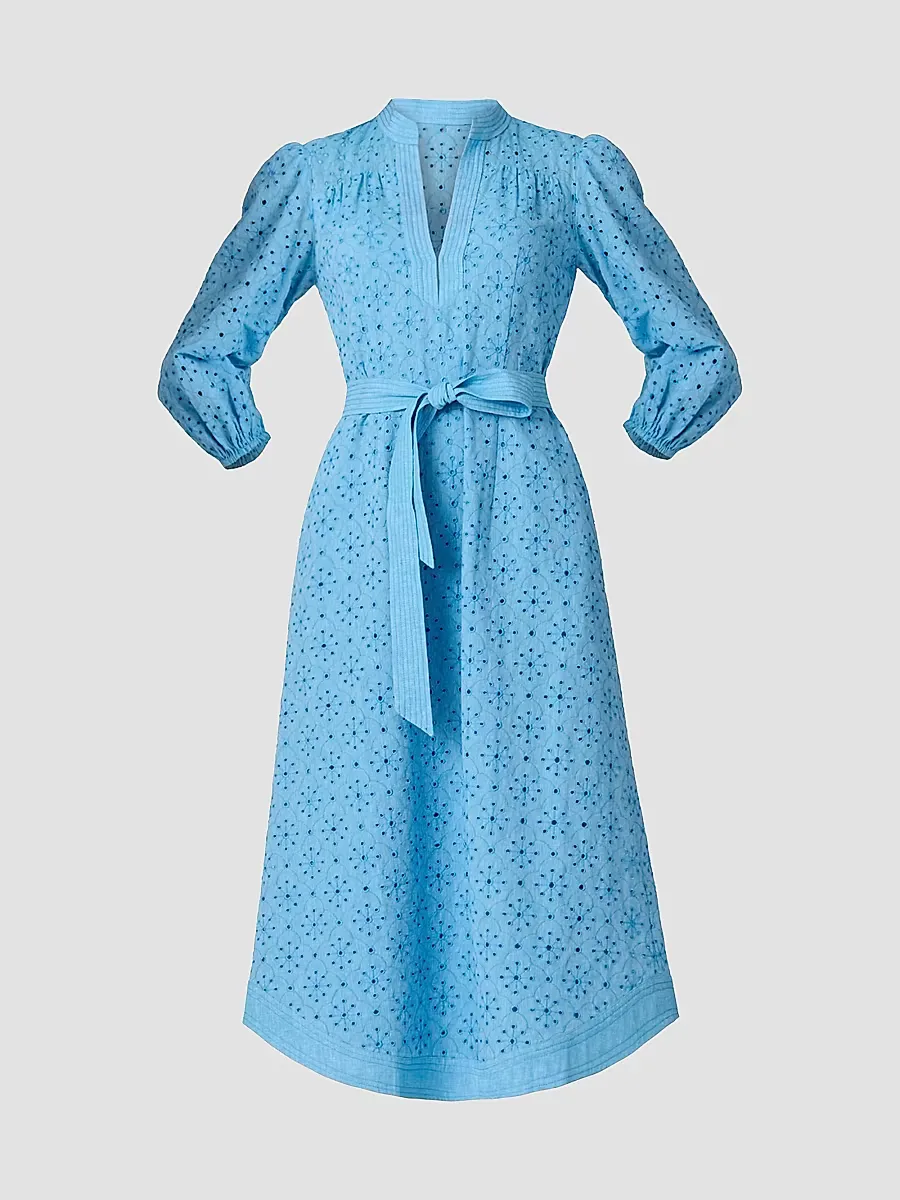 Adele Embroidered Cotton-Linen Midi-Dress by Shoshanna