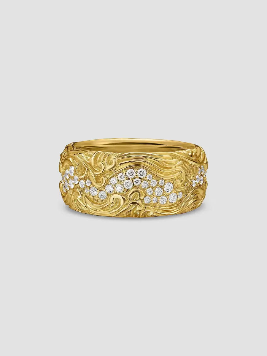Waves Band Ring in 18K Yellow Gold by David Yurman