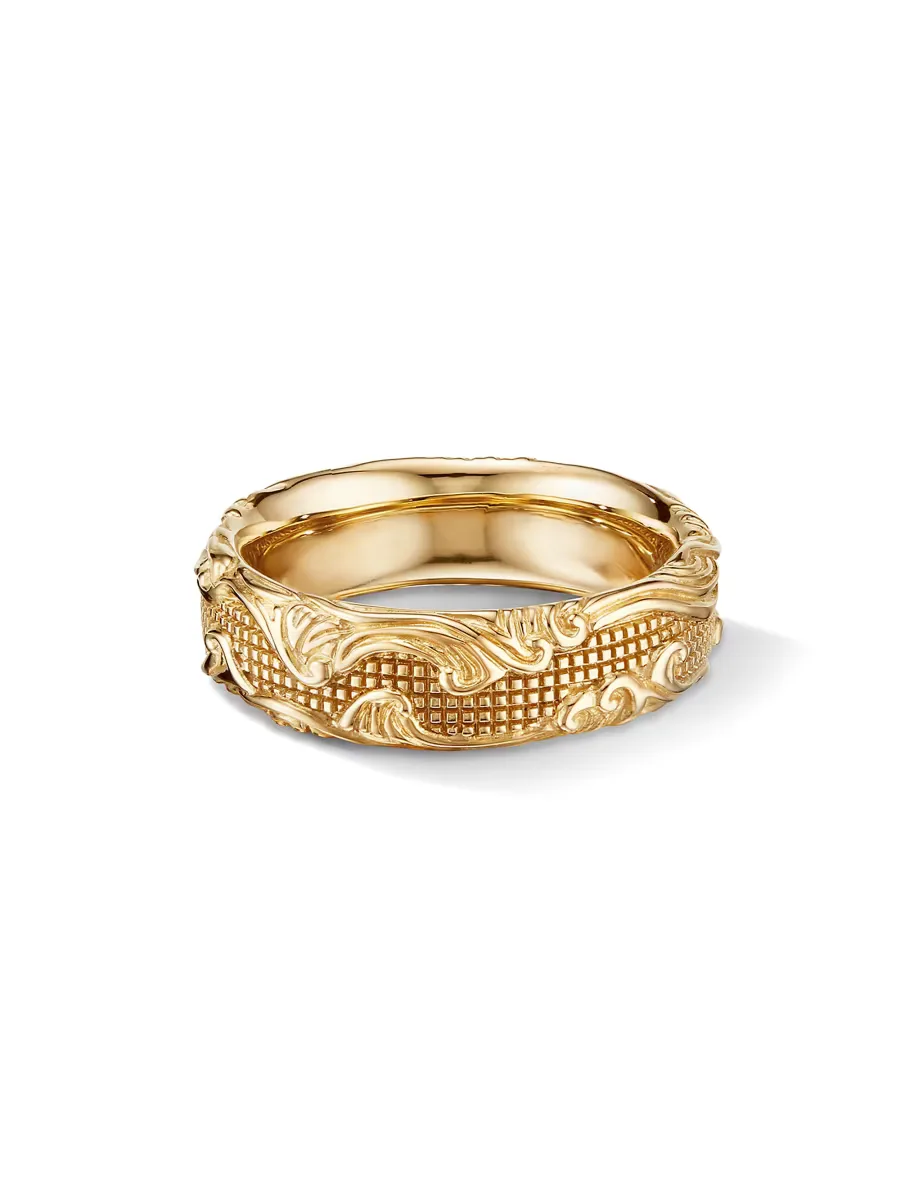 Waves Band Ring in 18K Yellow Gold, 7MM by David Yurman
