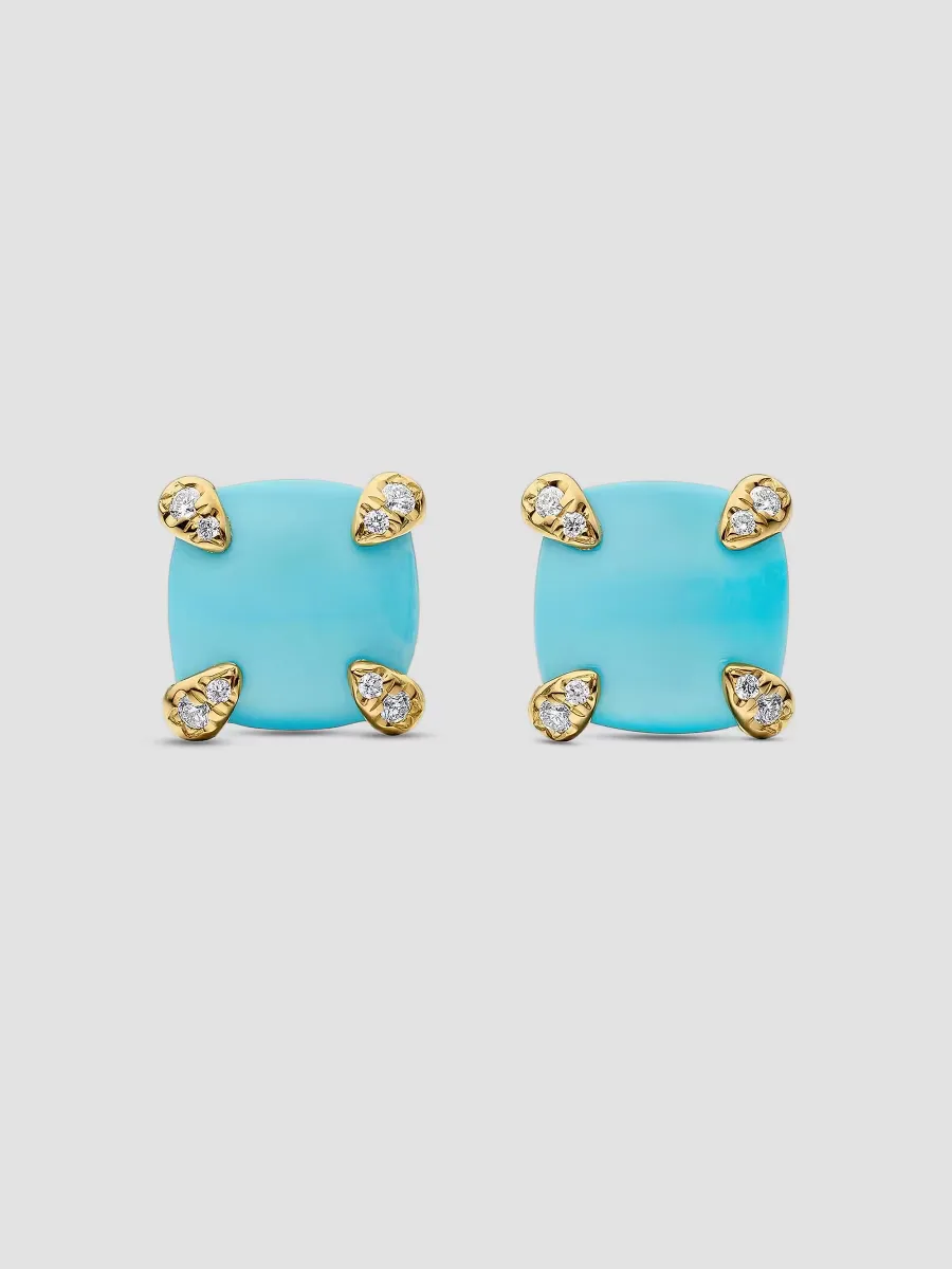 Chatelaine Stud Earrings in 18K Yellow Gold with Pav Diamonds by David Yurman