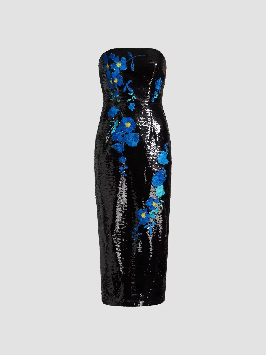 Kait Vines of Floral Sequin Dress by Milly