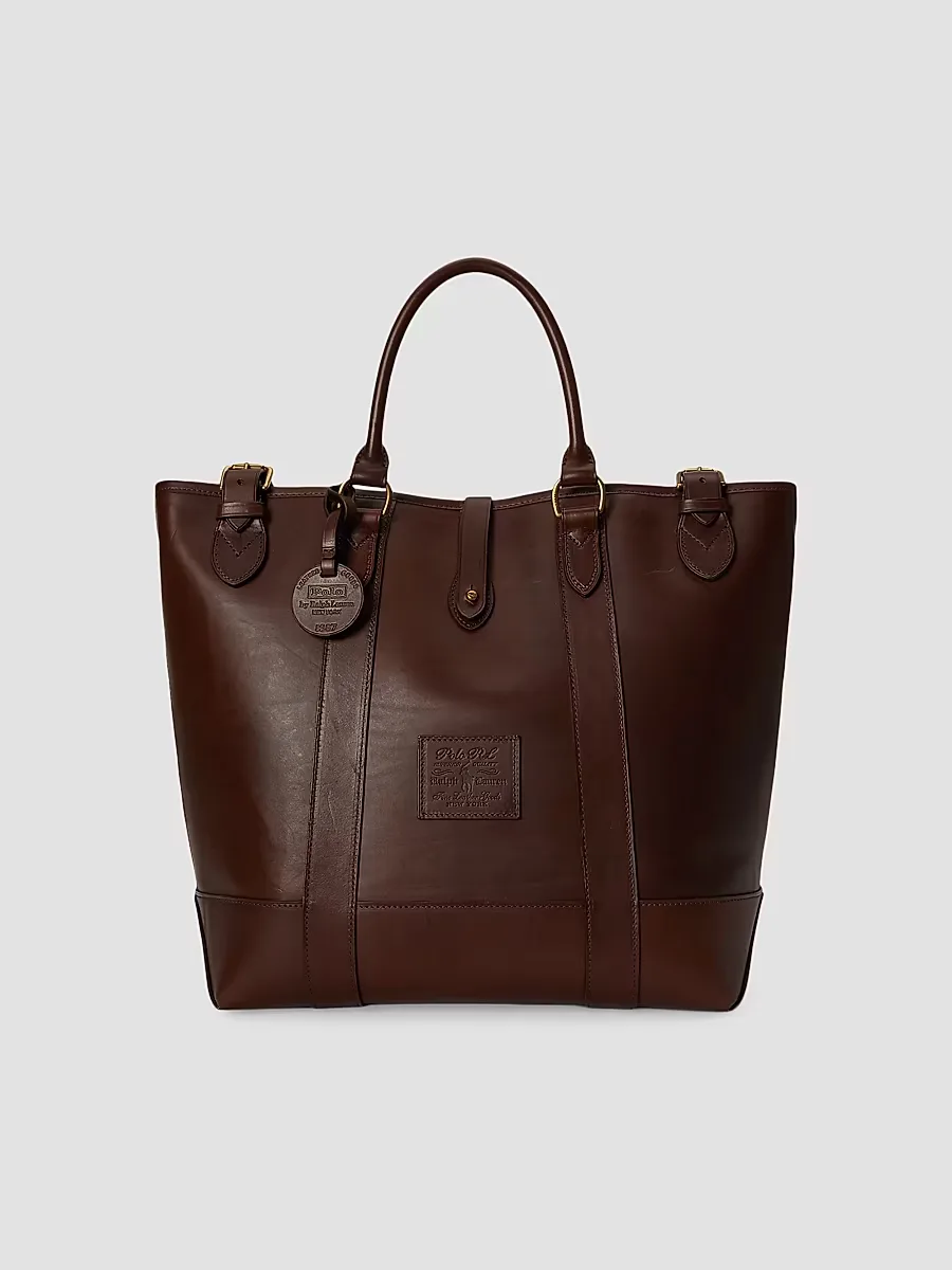 Medium Leather Tote Bag by Polo Ralph Lauren