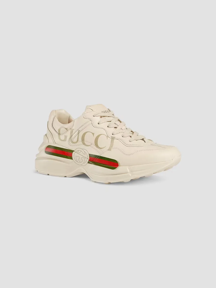 Rhyton Gucci Logo Leather Sneaker by Gucci