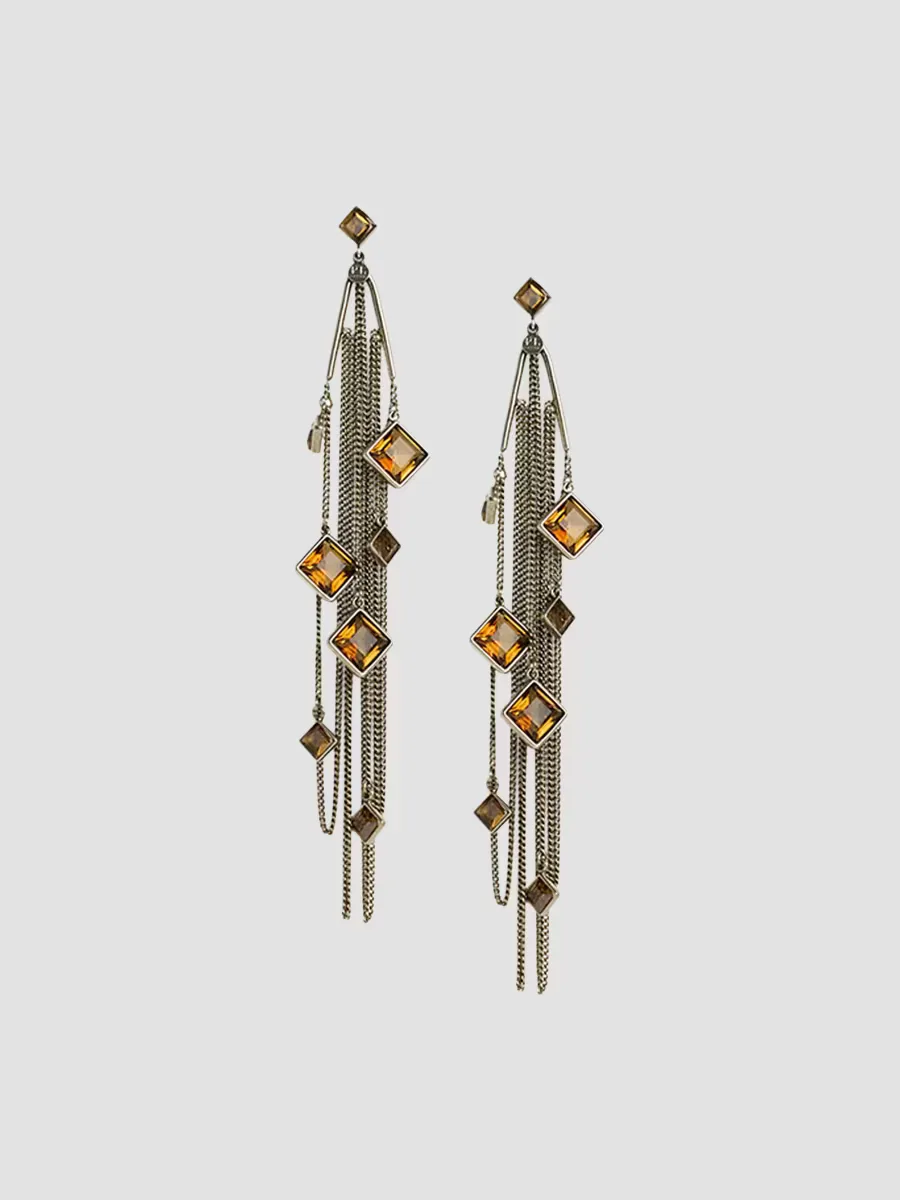 Antiqued Fringe Stone Earrings